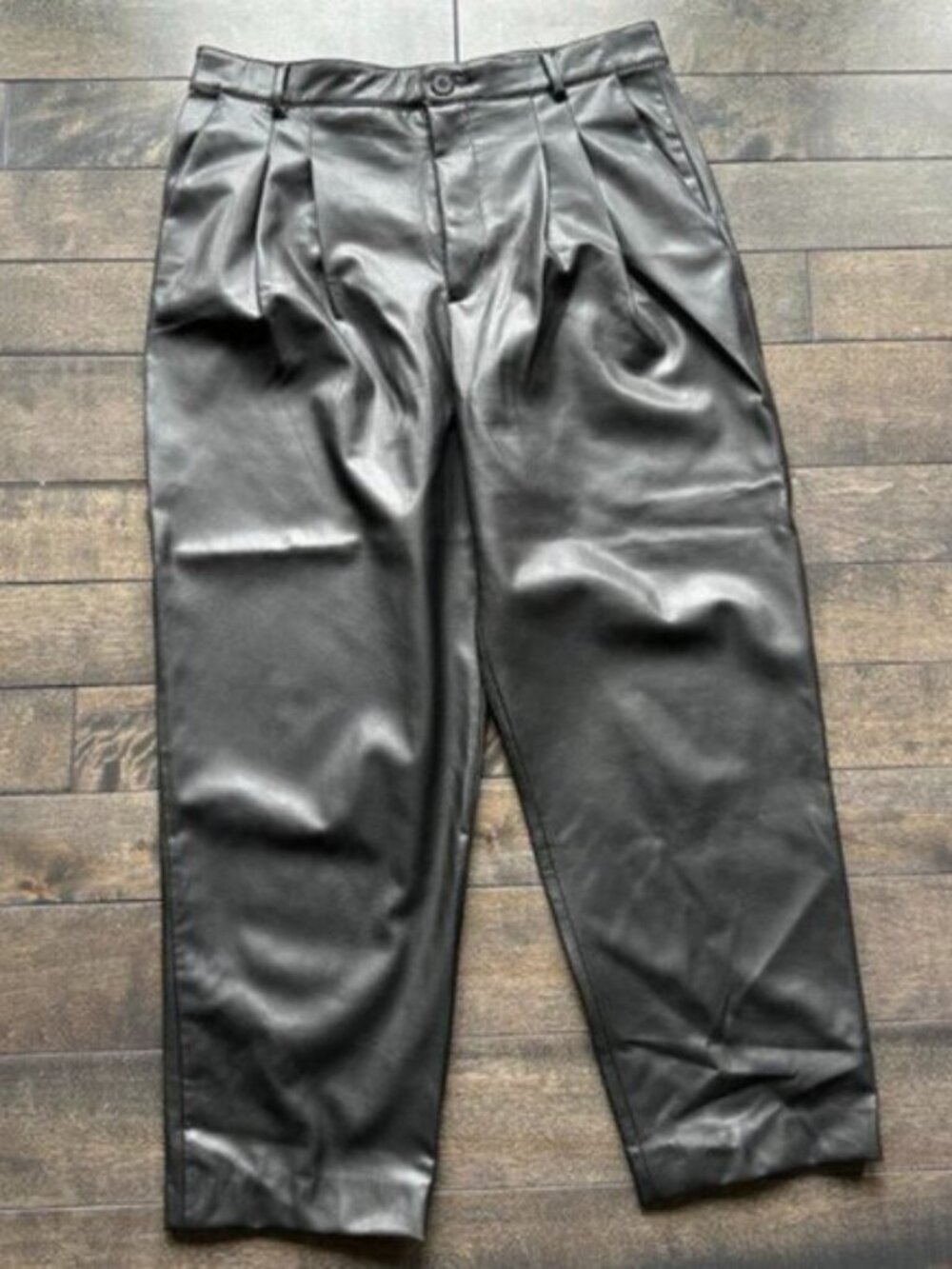 Zara Pleated Vegan Leather Pants